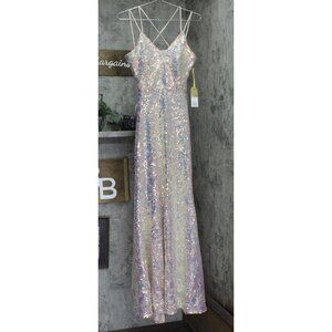 Say Yes To The Prom Back Iridescent Sequin Prom Dress Gown Pink / Multi 7 / 8
